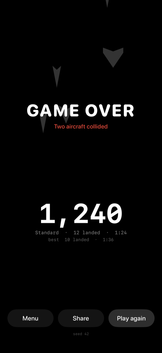 Approach results screen